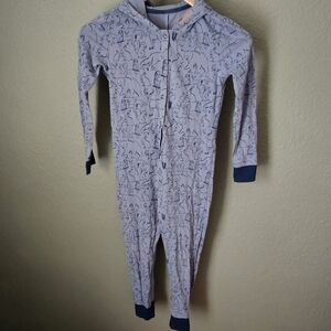 UGG Rascal Kids Onepiece Sleeper Sz 6/8 Blue Snap Button Hooded Eoodland Animals